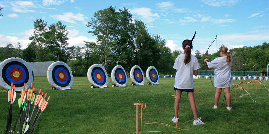 Campers line up for an exciting round of archery.