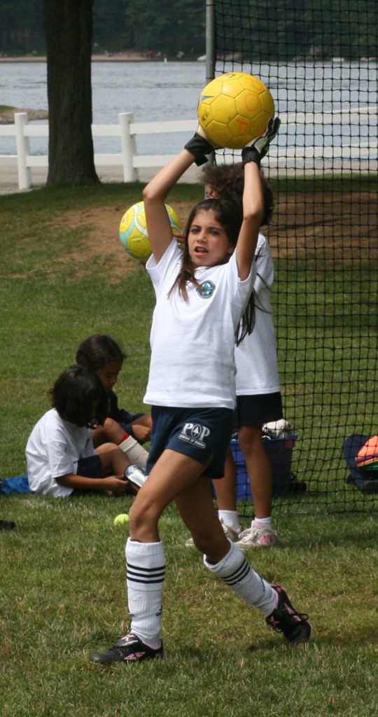 20080705005 The soccer goalie prepares to throw the ball into play