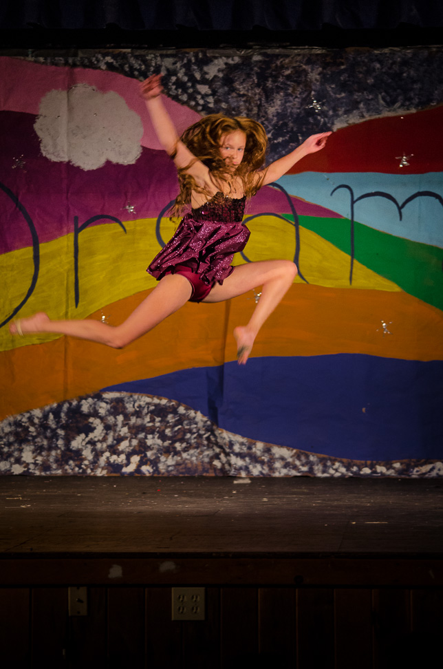 Camper dancing in the air