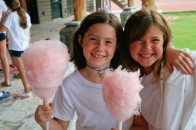 Two campers with cotten candy