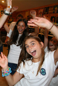 Campers dancing in their bunk
